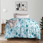 Trident Feather Tales Reversible Comforter Single Bed Blanket, 144 Thread Count, 100% Cotton Shell with 120 GSM Polyfill, AC Blanket Single Bed, Quilt - Desert Gardern Blue