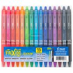 PILOT FriXion Clicker Erasable, Refillable & Retractable Gel Ink Pens, Fine Point, Assorted Color Inks, 15-Pack Pouch (14447)