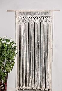 Hysunland Macrame Curtains for Windows/Doorways Handmade Boho Curtains for Bedroom Wedding Photo Backdrop, 37.5''W x 82''L