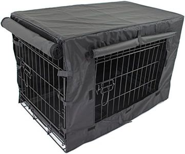 Pet Dog Crate + Waterproof Cover | Metal Folding Cage Portable Kennel House Training Puppy Kitten Cat Rabbit with Removable Tray (XL 42" + Cover)