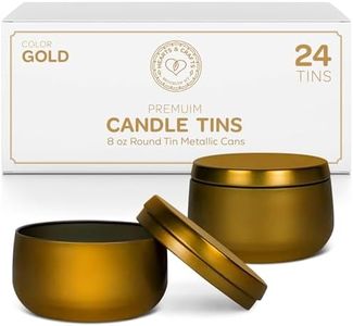 Hearts & Crafts Gold Candle Tins 8 oz with Lids - 24-Pack of Bulk Candle Jars for Making Candles, Arts & Crafts, Storage, Gifts, and More - Empty Candle Jars with Lids