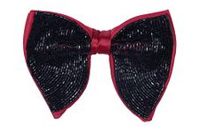 KRAWATTE Men’s Pre-Tied Designer Micro Silk Butterfly Bow Tie (Maroon and Black) (DB-8)