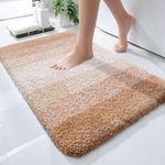 OLANLY Luxury Microfiber Bath Mat, Extra Soft and Absorbent Bathroom Mat, Non-Slip Plush Shaggy Bathroom Rug, Machine Wash Dry, Bath Rugs for Bathroom Floor, Tub and Shower, 16x24, Beige