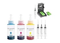 Refill Kit with Suction Tool Combo Pack of High Yield Inkjet Cartridge Ink Refill Compatible for HP and Canon Cartridge Printers - 100ml Per Bottle