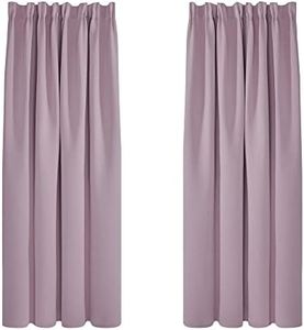 Deconovo Set of 2 Living Room Curtains, Modern Design, Thermal Insulated Blackout Curtains, Anti-Cold, Kitchen Curtain, Pencil Pleat Tape, 132 x 160 cm, Pale Pink