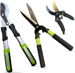 GARDEN GURU Hedge Shears Bypass Loppers Pruning Shears 3 Pc Set - Heavy Duty Comfort Grip Handles - Sharp Blades for Easy & Clean Cuts - Perfect Trimming Tool Kit