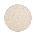 Hausattire Hand Woven Jute Braided Rug, 5’ Round – Off White, Reversible Boho Entry Area Rugs for Kitchen, Living Room I Farmhouse Decorative Floor Rug, 5 Feet Round