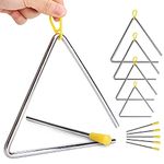 5 Pack Hand Percussion Instrument Triangles with Striker for Music Triangle Children Music Enlightenment - 5 Size (4" 5" 6" 7" 8")