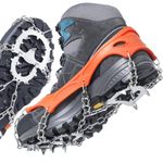 AGPTEK Ice Cleats 28 Teeth Snow Traction Ice Grippers Crampons Stainless Steel Spikes Attaches Over Women Men Shoes Boots Anti-Slip for Hiking Fishing Walking Climbing Mountaineering