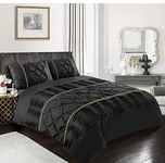 Rohi Luxurious Eleanor Duvet Cover Pillow Case Set Fancy Polycotton Bedding (Black, Double)