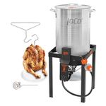 Loco Cookers 30 Quart Propane Gas Manual Ignition Aluminum Cylinder Turkey Fryer with High Pressure Fryer Stand and Smart Temp Control