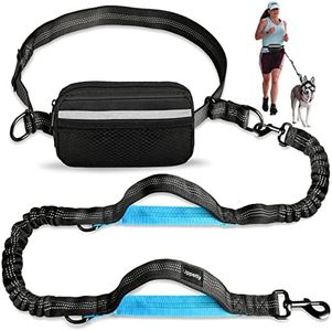 Uppetly Hands Free Dog Running Leash with Zipper Pouch, Dual Handle, Elastic Bungees Retractable Rope for Medium and Large Dogs, Waist Bag Pack Carry All Phones Money for Walking Hiking Biking