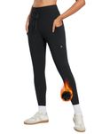 BALEAF Women's Fleece Lined Leggings Thermal Hiking Pants Water Resistant High Waisted Zipper Pocket Winter Black M