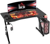 HOMCOM Gaming Desk Steel Frame with Cup Holder, Headphone Hook, Adjustable Feet and Cable Organiser, Home Office Computer Table, Black, Modern, 120 x 65 cm