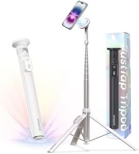 KraftGeek Magnetic Phone Tripod for iPhone MagSafe – 66'' Automatic Selfie Stick with Remote, Portable Tripod Stand for Video Recording, Travel, Vlogging (White)