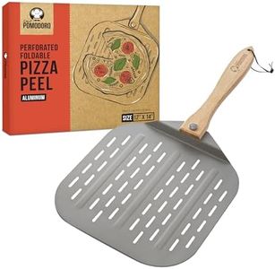 Chef Pomodoro - Pelle à Pizza Perforée en Aluminium Anodisé Professionnelle avec Poignée Pliable en Bois Pelle à Enfourner pour Four et Barbecue Cuisson de Pizzas 30,5 cm x 35,6 cm