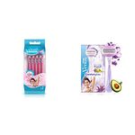 Gillette Venus Simply Venus Pink Hair Removal for Women - 5 razors (B4G1) & Gillette Venus Breeze Hair Removal Razor for Women with Avocado Oils & Body Butter, Freesia Scent, 1 Pc