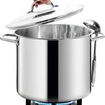 HOMICHEF Commercial Grade Large Stock Pot 20 Quart with Lid - Nickel Free Stainless Steel Cookware Stockpot 20 Quart - Healthy Cookware Polished Stockpots - Heavy Duty Induction Pot Soup Pot with Lid