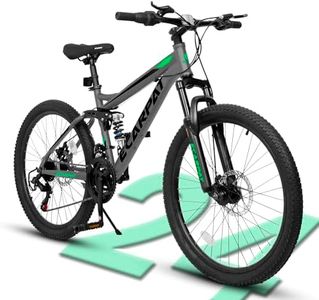 Ecarpat 24 Inch Mountain Bike, Dual Full Suspension Mountain Bike, 21-Speed Disc Brakes, Carbon Steel Frame,Trail Commuter City Bicycles