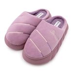 VRITRAZ Indoor Slipper, Comfort Slip On Closed Toe Warm Winter House Clog (Line Purple,UK-9)