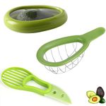 Avocado Slicer Tools 3 PCS, Avocado Saver for Fridge to Keep, Avocado Slicer for Peeler Pitter, Avocado Cutter for Cuber Dicer, Fruit Vegetable Avocado Tools - Kitchen Gadgets (Saver+Slicer+Cutter)