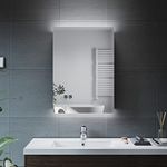 ELEGANT Illuminated Bathroom Mirror Cabinet with Lights and Shaver Socket Wall Mounted LED Bathroom Mirror with Shelf 500mm