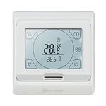 KETOTEK Electric Underfloor Heating Thermostats Programmable 16A, Digital Room Thermostat for Under Floor Heating with External Sensor Probe LCD Touch Screen