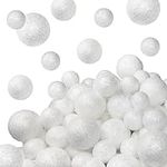 White Glittered Foam Balls - About 
