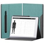 OLAIKE Book Folio Case for Remarkable 2 Paper Tablet 10.3" 2020 Released, Premuin Fabric Smart Cover with Pen Pocket, Stable Folding Stand Design (Not for Remarkable 1),Gray & Green