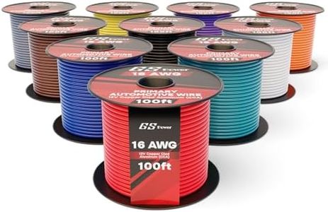 GS Power 16 Gauge Stranded Copper Clad Aluminum Zip Cord Wire for 12 Volt Automotive Harness Car Audio Hookup Amplifier LED Light Wiring (10 Pack - 100 ft)