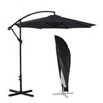 ConPus Umbrella Cover, Patio Cantilever Offset Umbrella Cover for 9ft to 13ft Cantilever Parasol Outdoor Market Umbrellas Cover with Zipper and Water Resistant Protector Black,