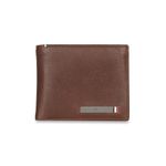 Tommy Hilfiger Steuben Men Leather Global Coin Wallet - Brown | 4 Card Slots | 2 Compartments | 2 Pockets | Pebbled Textured Pattern | 6 Months Warranty