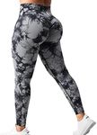 YEOREO Womens Scrunch Gym Leggings High Waist Bums Lifting TIK Tok Workout Fitness Sports Tie Dye Leggings Grey M