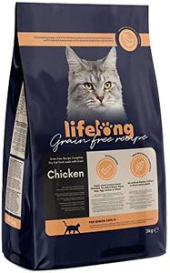 Marca Amazon - Lifelong - Alimento seco para gatos sénior con pollo fresco, receta sin cereales, 3kg