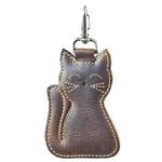 Hide & Drink, Leather Cat Keychain/Animal Keychain/Stuffed Animal Ornament/Cat Ornament/Cat Lover Essentials, Handmade :: Bourbon Brown