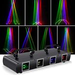 Disco Lights, UKing 4 Lens RGBY Activated DJ LED Party Lights Stage Sector Lighting Compatible with DMX512 Controller for Birthday DJ Dance Party Show (4 Holes)