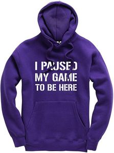 I Paused My Game to Be Here Gaming Gamer Unisex Kids Boys Girls Hoodie Gaming Jumper, Purple, 12-13 Years