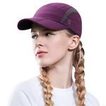 GADIEMKENSD Women's Foldable Light Cap Quick Dry Ultra-Thin Unstructured Tech Running Hat Reflective UPF 50+ Baseball Caps Cooling Ponytail Hats Fitted for Beach Tennis Travel Hiking Golf Dark Purple
