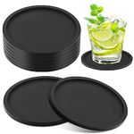 8 PCS Black Coasters, Thick Design(0.2inch) Round Mugs Coasters Set of 8, Silicone Coasters for Drinks, Coffee Pads Beer Bar Mat（three styles） (Black 2)