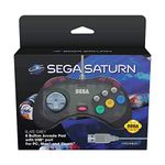 Retro-Bit Official SEGA Saturn USB Control Pad for PC, Mac, Steam, RetroPie, Raspberry Pi - USB Port - Slate Grey