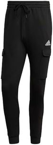 adidas Men's Essentials Fleece Cargo Joggers, Black/White, Medium