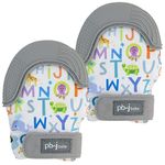 PBnJ baby Silicone Infant Teething Mitten Teether Glove Mitt Toy with Travel Bag-ABC 2pk