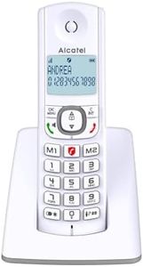 ALCATEL F530 - Téléphone Fixe Sans Fil DECT - Grand Écran Rétroéclairé - Mains Libres - Fonction Blocage Des Appels - 2 Touches De Mémoires Directes - Blanc/Gris