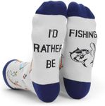 Bibalabili Theme Funny Novelty Socks for Christmas Gifts, I’d Rather Be Crazy Crew Cotton Scoks, Fishing, One Size