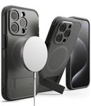 Ringke Alles [Compatible with MagSafe] Designed for iPhone 15 Pro Case, Rugged Shockproof Drop Protection Bumper Phone Cover with Adjustable Angle Built-in Kickstand - Gun Metal