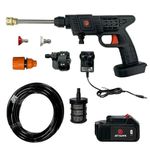 Jet Hawk – Portable Cordless High-Pressure Washer As Seen on High Street TV - Use Any Water Source – 6 in 1 - Inc Spray Nozzles, 5m Hose, Hose Connector, Free Soap Dispenser Bottle & Hard Carry Case