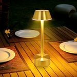 OCEST Rechargeable Cordless Table Lamp, Small Battery Operated Gold Lamp, Touch Dimmable Battery Powered Lights, Outdoor Table Lamp for Patio Garden Indoor Dining Table Restaurant Bar Bedroom Bathroom