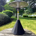 Heatlab 2.1kw 1m Halogen Bulb Infrared Electric Table Top Heater with Rattan Base in Black