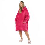 Sienna Hoodie Blanket, Fleece Hoodie Wearable Blanket Gifts for Women, Ultra Soft Warm Comfy Cosy Oversized Hooded Throw Girls Adults Men Boys, Fuchsia Pink