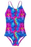 ACOCOPY Girls One Piece Bathing Suit Cool Purple Tie Dye Swimsuit Adjustable Strap Swimwear